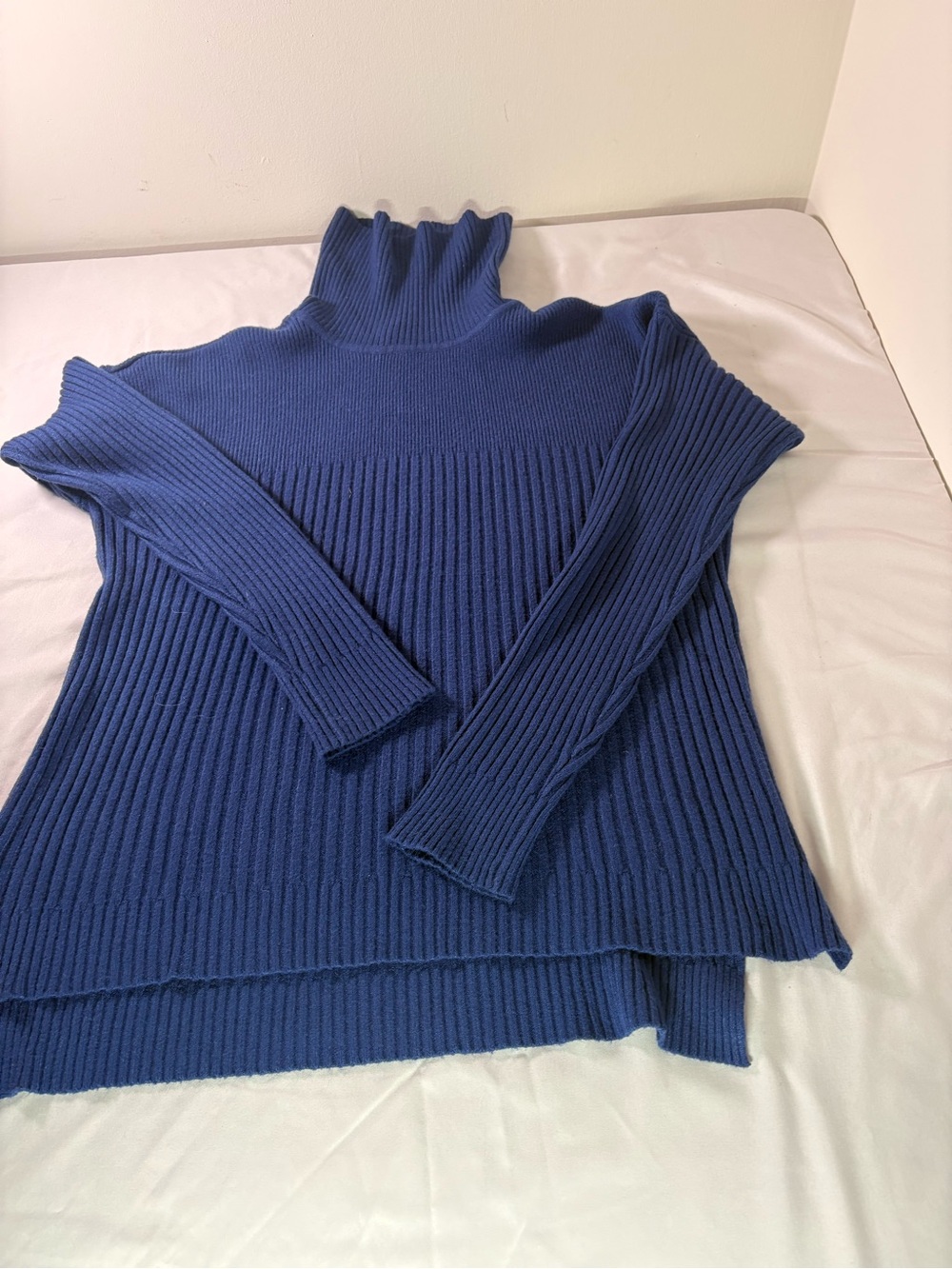 Blue Ribbed Turtleneck Sweater - Unbranded